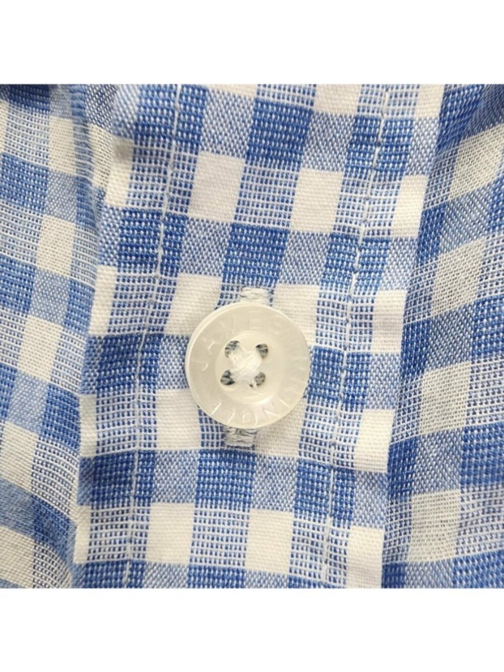 James Pringle Shirt Mens Large Blue Check Button Down Short Sleeve Cotton Blend - Picture 6 of 10